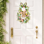 Cute Easter Wreaths for Front Door, 20 Inch Bunny Wreath Easter Decorations for Door Wall Window, Foldable Design Bunny Decor for Home Indoor Outdoor Wall Hanging Spring Decorations - Image 2