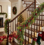 6FT Norfolk Pine Christmas Garland with Eucalyptus Red Berries, Realistic Artificial Cedar for Holiday Mantel, Table, Fireplace, Indoor Porch Xmas Decor - Image 6