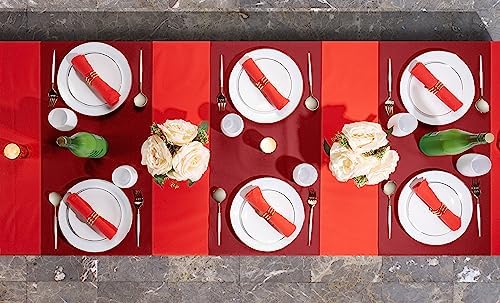 Disposable Table Runner for Dining Table, 16" 20-Pack Linen-Like Burgundy Paper Table Runners for Party, Wedding Or Event - Image 7