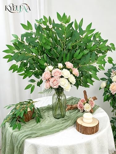 36Pcs Italian Ruscus Greenery Stems Bulk, Artificial Silk Green Leaves Garland, 20"Fake Branches, Hanging Plants Spray Vines for DIY Wedding Arch Bouquet Table Centerpieces Vase Filler Home Decor - Image 2