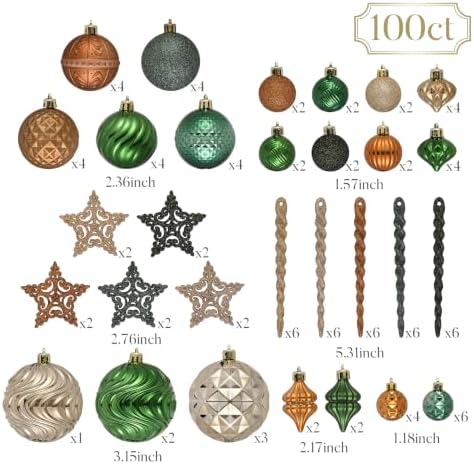 Valery Madelyn 100ct Christmas Tree Decorations Ball Ornaments Set - Image 4