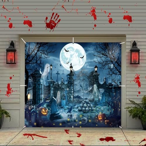 Halloween Garage Door Decorations Cover Banner Scary Halloween Backdrop - Image 7