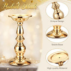6 Pcs Gold Metal Pillar Candle Holder, 5.31, 6.50, 8.46 Inch Tall - Image 3
