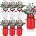 Lyrow 6 Pack Christmas Mason Jar Table Centerpiece Faux Berry and Pine Bell Kitchen Winter Spring Farmhouse Decoration for Home Kitchen Tiered Tray Decoration(Bell Style) by Lyrow