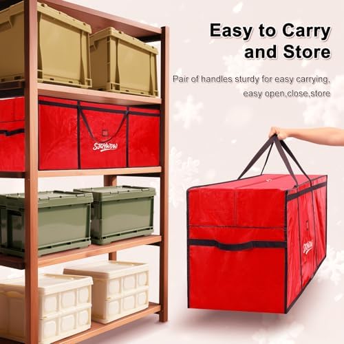 Extra Large Christmas Tree Storage Bag 12 ft for Xmas Trees - Red - Image 6