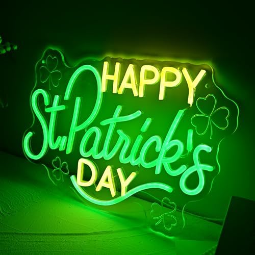 St Patricks Day Led Sign, Dimmable Led Neon Sign for Happy St Patrick's Day Decoration, Saint Patrick Day Decor for Home Office Indoor Usb Powered Light Up Sign - Image 7