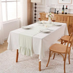 Pile Green White Plaid Gingham Ruffle Table Runner Cabinet Cover 13"x120" - Image 2