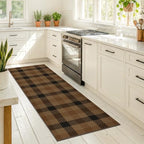 JTJ Easy Jute 2x6 Outdoor Runner Rug, Black & Brown Plaid, Washable - Image 3