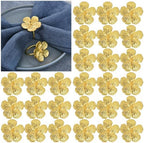 Flower Napkin Rings Set of 50, Shiny Fall Napkins Rings Gold Floral Holder by MagicRealForBetterLife