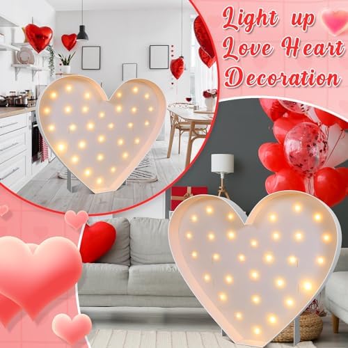 Maxcheck 4FT Marquee Large Light up Decoration, Balloon Frame with Bulb Light String Foam Marquee Signs for Valentine's Eid Birthday Engagement Baby Shower Party Decorations(Cute Heart) - Image 5