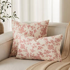 2 Pack French Floral Throw Pillow Covers 24x24in, Red/Cream - Image 4