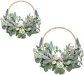 TEMPUS 2Pcs 16" Artificial Eucalyptus Wreaths - Handmade Wooden Bead & Lamb's Ear Spring Wreaths for Front Door, Farmhouse Wall Decor, Holiday Party by TEMPUSDECOR