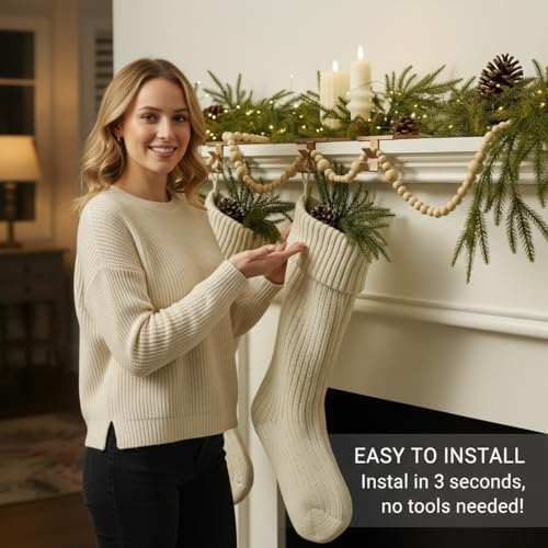 MorningRo 3 Pack 2 in 1 Stocking Holders for Mantle, Brass - Image 4