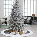 Christmas Tree Skirt, Fur Rustic White Xmas Tree Skirt,Snowy Christmas Trees Mat Decorations Indoors,Deer and Snowflake Pattern (48 inches, White Deer) - Image 3