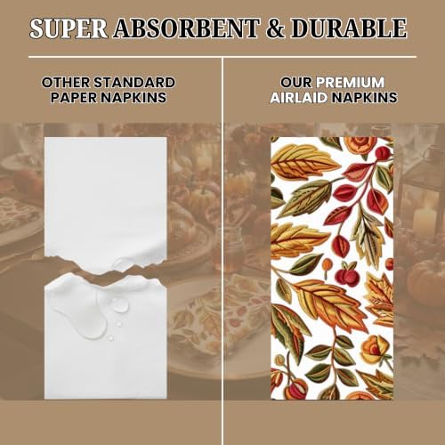 Guest Towel Printed Airlaid Linen-Feel Disposable Hand Towels for Thanksgiving Fall Holiday Party Buffet & Dinner (64, Embroidered Harvest) - Image 2