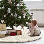 Dremisland Christmas Tree Skirt 48In White&Gold Luxury Faux Fur Tree Skirt - Image 6