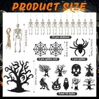 Halfchet 43 Pcs Halloween Hanging Tree Ornaments Decorations Skeleton Skull Ghost Realistic Crow Ball Hanging Ribbon Spider for Halloween Party - Image 2