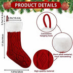 XIMISHOP 6Pcs Christmas Stocking,18”Large Cable Knitted Stocking with Tags - Image 3