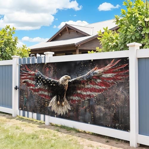 6 * 13FT Eagle flag Garage Door Cover Decorations Independence Day Garage Door Banner for Outdoor Indoor Patriot Party Photography Backdrop - Image 2