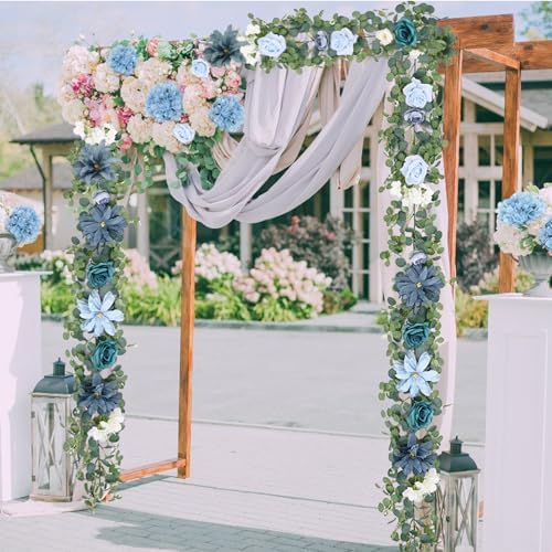 Waipfaru 8.85Ft Flower Garland, Eucalyptus Greenery Garland with Flowers - Image 5