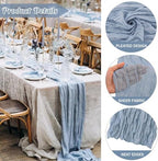 12 Pack Dusty Blue Cheesecloth Table Runner, 35x120 Inch Spring Boho Gauze Table Runner 10Ft Long Rustic Sheer Blue Cheese Cloth Table Decor for Wedding Party Baby Shower Christmas - Image 4