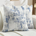 FUTEI Pack of 2 Faux Cashmere Throw Pillow Covers 24x24 Inch, Blue White by FUTEI