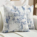 FUTEI Pack of 2 Faux Cashmere Throw Pillow Covers 24x24 Inch, Blue White by FUTEI