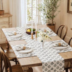 Block Print Floral Decorative Placemats Set of 6, Grey - Image 7