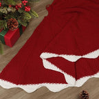 NIBESSER Red Knit Christmas Tree Skirt 48" for Christmas Decorations - Yarn Thick Rustic Cable Knit Tree Skirt Mat for Home Party Holiday Ornaments - Image 7