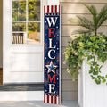 48x8" 4th of July Welcome Porch Sign, Patriotic Porch Decor for Independence Day, Standing Welcome Sign for Front Door, PVC, Design 3 by BasicFundamentals