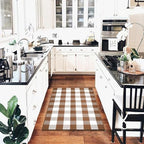 Homydecor Buffalo Plaid Outdoor Rugs, 3'x5' Coffe and White Checkered Area Rug, Layering Rug for Hello/Welcome Door Mat, Washable Cotton Woven Farmhouse Mat for Front Porch Décor - Image 5