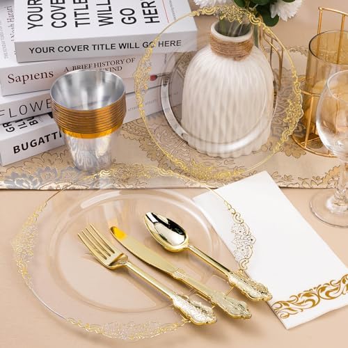 Bestluck 350PCS Clear Disposable Dinnerware for 50 Guests - Image 5