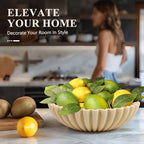 YMXYJM Large Decorative Bowl, Modern Handicraft Bowls for Home Decor, Decorative Fruit Bowl for Kitchen Counter, Ruffle Decor, Stylish Key Bowl for Entry Table, Artificial Travertine Beige - Image 5