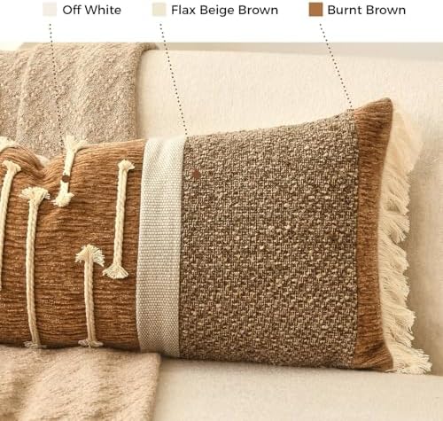 Burnt Orange Boho Lumbar Pillow Cover 14x36 Inches - Image 3