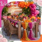 Remagr 12 Pcs Pink and Orange Cheesecloth Gauze Table Runners - Image 3