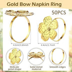 Bokon 50 Pcs Gold Napkin Rings Metal Napkin Holders Bulk, Flower - Image 2