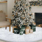 Jenaai 100'' Christmas Tree Skirt Faux Fur Xmas Tree Skirt, Classic, White by Jenaai