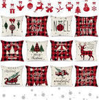 Ganeen 12 Pcs Christmas Pillow Covers Red and Black Buffalo Plaid 18 x 18'' Merry Christmas Throw Pillow Covers Farmhouse Cushion Pillow Case for Home Winter Holiday Couch Decor by Ganeen