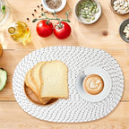 Oval Woven Placemats Set of 8 Heat Resistant Placemats 17.5 x 12 Inches Farmhouse Cotton Rope Place Mats for Dining Tables Trivets for Hot Dishes, Grey Set - Image 6