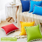 JOJOGOGO Sage Green Scalloped Outdoor Throw Pillow Covers 18x18 Set of 2 - Image 6