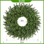 26" Artificial Boxwood Wreath for Front Door,Faux Plant Wreath Spring Decor - Image 4