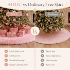 AOGU 72 Inch Faux Fur Christmas Tree Skirt Pink Plush Skirt for Merry Christmas Party Christmas Tree Decoration - Image 5