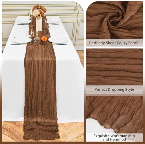 12 Pack Brown 10Ft Cheesecloth Table Runner - Image 3
