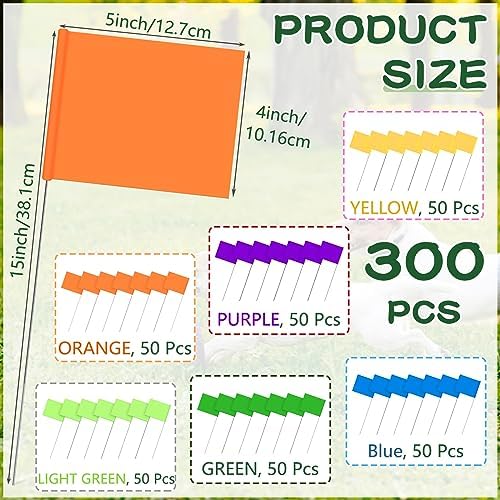 Amylove 300 Pcs Marking Flags 15 x 4 x 5 Inch Marker Flags, Regular Color - Image 2