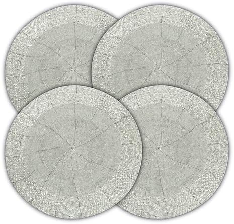 Lightnpro Handmade Beaded Placemats Set of 4 – 13" Round Silver Charger Mats, Handcrafted Artisan Table Accessories, Elegant Decorative Dining Table Décor for Weddings, Celebrations & Home Gatherings by Lightnpro