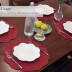 AHHFSMEI Round Faux Linen Placemats Set of 8 Heat Resistant Non-Slip Stain Proof Table Mats for Kitchen Dining Elegant Decor Place Mats (Burgendy red,8) - Image 4
