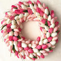 Tulip Wreath for Front Door, 20 Inch Tulip Spring Summer Wreath with Green Leaves, Artificial Floral Door Wreath for All Seasons Wall Window Valentine Easter Home Decor (Pink) by EZsenses