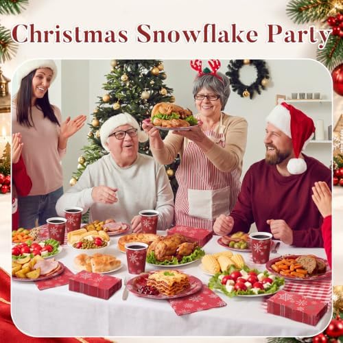Pickmesh 250 Pcs Christmas Snowflake Dinnerware Set Disposable Tableware - Image 4