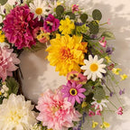 FloralElegance Summer Flower Wreath 22 Inch Floral Wreaths for Front Door Artificial Spring Summer Wreath with Colorful Flowers for Springtime Easter Holidays Wall Porch - Image 4