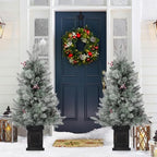 3FT Prelit Snow Flocked Christmas Tree with Prelit Premium 70 LED 8 Mode Battery Powered Mini Small Xmas Tree for Christmas Decoration Gift,Home,Office,Outdoor,Indoor with Classic Black Base-2PCS - Image 2